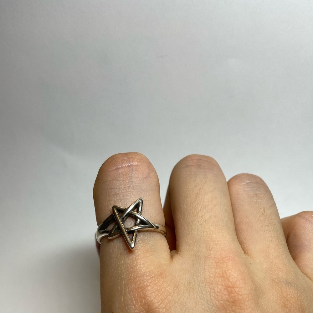 New s925 anarchy pentagram ring